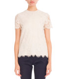 Lace Short-Sleeve Round-Neck Top