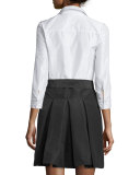 3/4-Sleeve Colorblock Trench Dress, White/Black