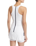 Studio Mesh-Panel Athletic Tank Top, White/Navy