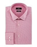 Slim-Fit Easy-Iron Mini-Check Dress Shirt, Pink