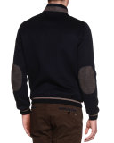 Zip-Up Cashmere Bomber Jacket, Navy