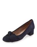 Fadia Knotted Low-Heel Pump, Navy