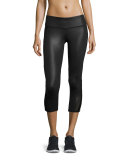 Range Coated Capri Sport Leggings, Glossy Black