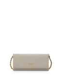 Saffiano Leather Wallet-on-Chain, Light Gray (Pomice)