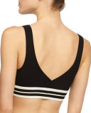 Parallel Surplice-Neck Swim Top, Black