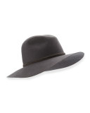 Wide-Brim Wool Felt Fedora Hat, Brown