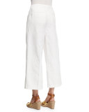Wide-Leg Cropped Pants, White