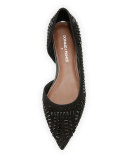 Perri Crystal Half-d'Orsay Flat, Black