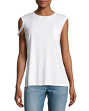 Raw-Edge Pima Jersey Tee, White
