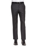Parker Flat-Front Super 150's Trousers, Charcoal