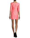 Scoop-Neck Floral Jacquard Dress