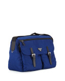 Vela Small Nylon Double-Pocket Messenger Bag, Dark Blue/Black (Bluette+Nero)