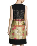Sleeveless Patchwork Dress, Beige