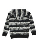 Russel Car Stripes Hooded Sweatshirt, Black/White, Size 4-10