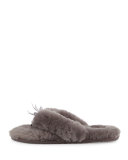 Fluff Fur Flip Flop Slipper, Gray