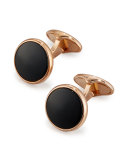 Rose Golden Onyx Cuff Links