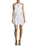Sunflower-Lace Tiered Mini Dress, White