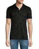 Greek Key Stamped Polo Shirt, Black