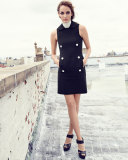 Sleeveless Double-Breasted Shirtdress, Black