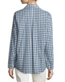 Sabira Long-Sleeve Gingham Blouse, Luna Multi