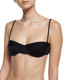 Maxime Underwire Solid Bandeau Swim Top, Black