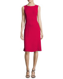 Sleeveless Bateau-Neck Flounce Dress, Currant