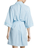 Striped Kimono Short Robe, Turquoise