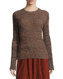 Otero Ribbed Crewneck Sweater, Red Rock Marl