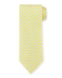 Fish-Print Silk Tie, Yellow