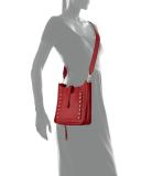 Small Unlined Leather Feed Bag, Deep Red