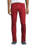 Neutral Slim-Fit Twill Pants, Red