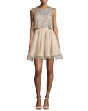 Hilta Beaded A-Line Mini Dress, Gold