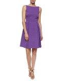 Bow-Back Quilted A-Line Dress, Purple