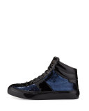 Belgravia Paillettes High-Top Sneaker, Blue
