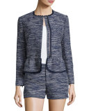 Milligan Tweed Zip-Front Jacket, Blue