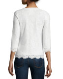 3/4-Sleeve Lace Cardigan, Ivory