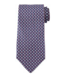Elephant-Print Silk Tie, Red/Blue
