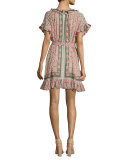 Dahlia Printed Ruffle Mini Dress, Multicolor Pattern