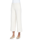 Silk-Cashmere Wide-Leg Pants, Ivory, Petite