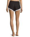 Majestic Lace-Trim Boxer Shorts, Black/White