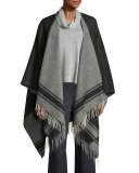 Plush Wool Serape, Black/Ash, Petite