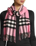 Giant Check Cashmere Scarf, Rose