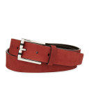 Hamptons Zigzag-Pattern Belt, Burgundy