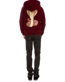 Velvet Cobra-Back Zip-Up Hoodie, Burgundy