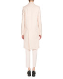 Button-Front Tie-Waist Blouse, Flesh