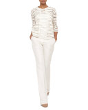 Sleeveless Faux-Leather Grid-Front Top, Pelican