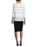 Punto Milano Long Pencil Skirt, Black, Plus Size