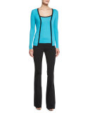 Mid-Rise Flare-Leg Pants, Black