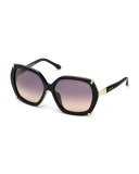 Geometric Oversize Sunglasses, Black