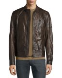 Moreland Perforated Leather Jacket, Brown